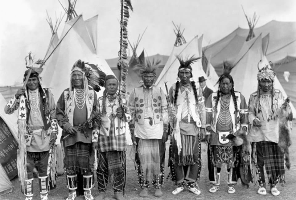 seven Tribal members in old photo